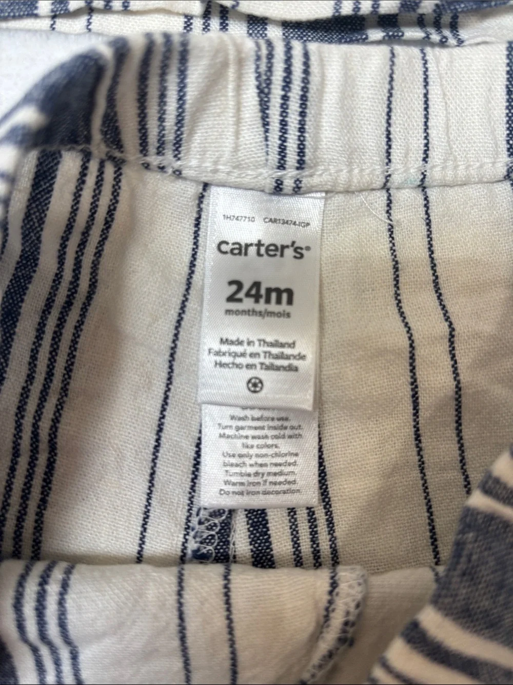 Carter's Navy and Cream Striped Girls' Shorts Set - Picture 3 of 6